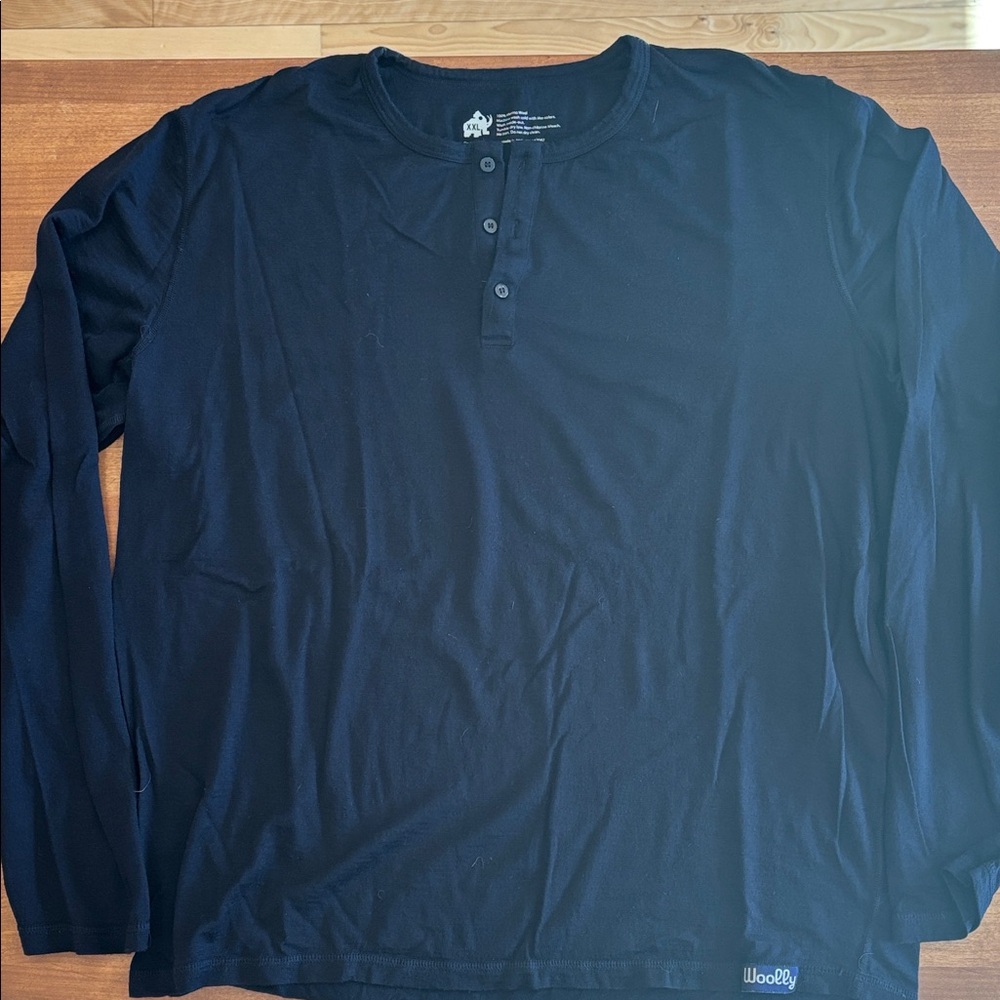 Men's Navy Blue Merino Henley Shirt